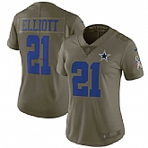 Women Nike Dallas Cowboys #21 Ezekiel Elliott Olive Salute To Service Limited Jersey,baseball caps,new era cap wholesale,wholesale hats
