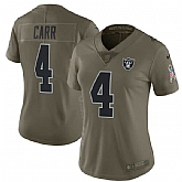 Women Nike Oakland Raiders #4 Derek Carr Olive Salute To Service Limited Jersey,baseball caps,new era cap wholesale,wholesale hats