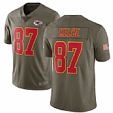 Youth Nike Kansas City Chiefs #87 Travis Kelce Olive Salute To Service Limited Jersey,baseball caps,new era cap wholesale,wholesale hats