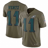 Youth Nike Philadelphia Eagles #11 Carson Wentz Olive Salute To Service Limited Jersey,baseball caps,new era cap wholesale,wholesale hats