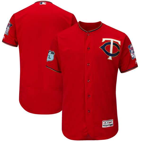 Customized Men's Minnesota Twins Red 2017 Spring Training Flexbase Collection Stitched Jersey