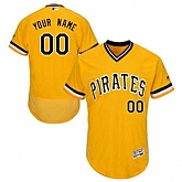 Customized Men's Pittsburgh Pirates Yellow Throwback Flexbase Jersey,baseball caps,new era cap wholesale,wholesale hats