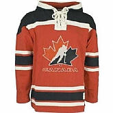 Customized Men's Team Canada Hockey Red Hooded Sweatshirt
