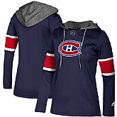 Customized Women Canadiens Navy All Stitched Hooded Sweatshirt,baseball caps,new era cap wholesale,wholesale hats