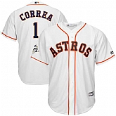 Houston Astros #1 Carlos Correa White 2017 World Series Bound Cool Base Player Jersey,baseball caps,new era cap wholesale,wholesale hats
