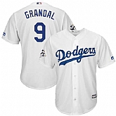Los Angeles Dodgers #9 Yasmani Grandal White 2017 World Series Bound Cool Base Player Jersey,baseball caps,new era cap wholesale,wholesale hats