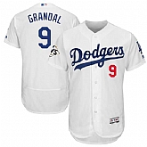 Los Angeles Dodgers #9 Yasmani Grandal White 2017 World Series Bound Flexbase Player Jersey,baseball caps,new era cap wholesale,wholesale hats