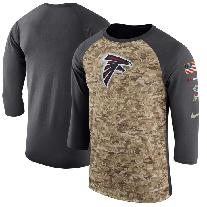 Men's Atlanta Falcons Nike Camo Anthracite Salute to Service Sideline Legend Performance Three-Quarter Sleeve T-Shirt 90Hou