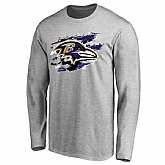Men's Baltimore Ravens NFL Pro Line Ash True Colors Long Sleeve T-Shirt 90Hou,baseball caps,new era cap wholesale,wholesale hats