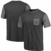 Men's Chicago White Sox Fanatics Branded Black-Heather Gray Refresh Pocket T-Shirt 90Hou,baseball caps,new era cap wholesale,wholesale hats