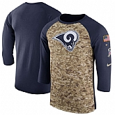 Men's Los Angeles Rams Nike Camo Navy Salute to Service Sideline Legend Performance Three-Quarter Sleeve T-Shirt 90Hou,baseball caps,new era cap wholesale,wholesale hats