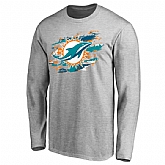 Men's Miami Dolphins NFL Pro Line Ash True Colors Long Sleeve T-Shirt 90Hou,baseball caps,new era cap wholesale,wholesale hats
