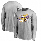 Men's Minnesota Vikings NFL Pro Line Heathered Gray True Colors Long Sleeve T-Shirt 90Hou,baseball caps,new era cap wholesale,wholesale hats