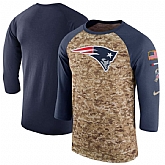 Men's New England Patriots Nike Camo Navy Salute to Service Sideline Legend Performance Three-Quarter Sleeve T-Shirt 90Hou