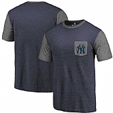 Men's New York Yankees Fanatics Branded Navy-Heathered Gray Refresh Pocket T-Shirt 90Hou,baseball caps,new era cap wholesale,wholesale hats