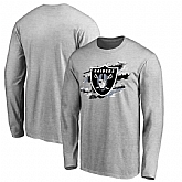 Men's Oakland Raiders NFL Pro Line by Fanatics Branded Heathered Gray True Colors Long Sleeve T-Shirt 90Hou,baseball caps,new era cap wholesale,wholesale hats