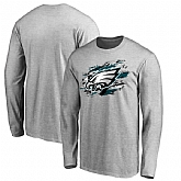 Men's Philadelphia Eagles NFL Pro Line by Fanatics Branded Heathered Gray True Colors Long Sleeve T-Shirt 90Hou,baseball caps,new era cap wholesale,wholesale hats