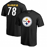 Men's Pittsburgh Steelers 78 Alejandro Villanueva NFL Pro Line by Fanatics Branded Black Team Icon Player Name Number T Shirt,baseball caps,new era cap wholesale,wholesale hats