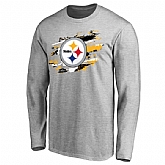 Men's Pittsburgh Steelers NFL Pro Line Ash True Colors Long Sleeve T-Shirt 90Hou,baseball caps,new era cap wholesale,wholesale hats