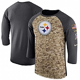 Men's Pittsburgh Steelers Nike Camo Anthracite Salute to Service Sideline Legend Performance Three-Quarter Sleeve T-Shirt 90Hou,baseball caps,new era cap wholesale,wholesale hats