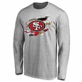 Men's San Francisco 49ers NFL Pro Line Ash True Colors Long Sleeve T-Shirt 90Hou,baseball caps,new era cap wholesale,wholesale hats