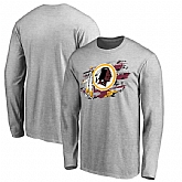 Men's Washington Redskins NFL Pro Line by Fanatics Branded Heathered Gray True Colors Long Sleeve T-Shirt 90Hou,baseball caps,new era cap wholesale,wholesale hats