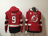 New Jersey Devils #9 Taylor Hall Red All Stitched Hooded Sweatshirt,baseball caps,new era cap wholesale,wholesale hats