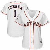 Women Houston Astros #1 Carlos Correa White 2017 World Series Bound Cool Base Player Jersey,baseball caps,new era cap wholesale,wholesale hats