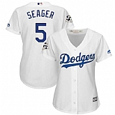 Women Los Angeles Dodgers #5 Corey Seager White 2017 World Series Bound Cool Base Player Jersey,baseball caps,new era cap wholesale,wholesale hats