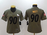 Women Nike Pittsburgh Steelers #90 T.J. Watt Olive Salute To Service Limited Jersey,baseball caps,new era cap wholesale,wholesale hats