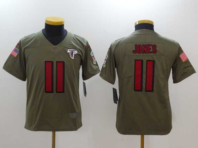 Youth Nike Atlanta Falcons #11 Julio Jones Olive Salute To Service Limited Jerseys