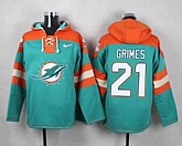 Miami Dolphins #21 Brent Grimes Aqua Green Player Stitched Pullover NFL Hoodie,baseball caps,new era cap wholesale,wholesale hats