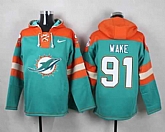 Miami Dolphins #91 Cameron Wake Aqua Green Player Stitched Pullover NFL Hoodie,baseball caps,new era cap wholesale,wholesale hats