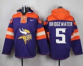 Minnesota Vikings #5 Teddy Bridgewater Purple Player Stitched Pullover NFL Hoodie,baseball caps,new era cap wholesale,wholesale hats