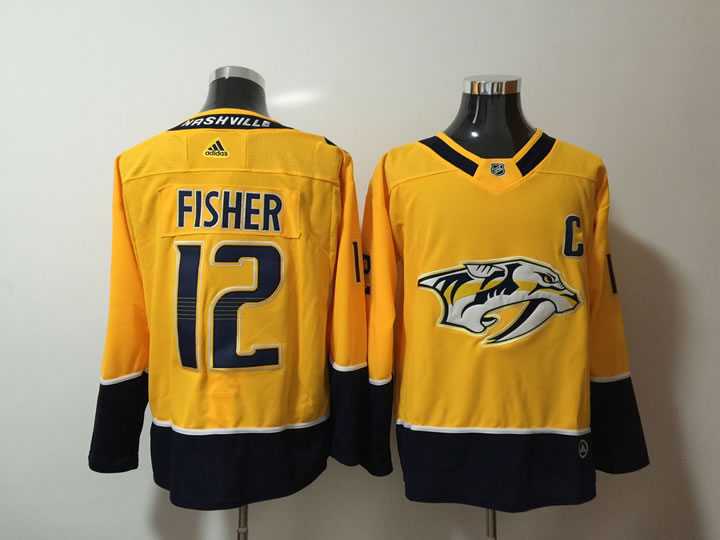 Nashville Predators #12 Mike Fisher Yellow Adidas Stitched NHL Jersey