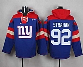 New York Giants #92 Michael Strahan Royal Blue Player Stitched Pullover NFL Hoodie,baseball caps,new era cap wholesale,wholesale hats