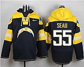 San Diego Chargers #55 Junior Seau Navy Blue Player Stitched Pullover NFL Hoodie,baseball caps,new era cap wholesale,wholesale hats