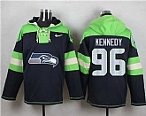 Seattle Seahawks #96 Cortez Kennedy Steel Blue Player Stitched Pullover NFL Hoodie,baseball caps,new era cap wholesale,wholesale hats