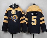 St. Louis Rams #5 Nick Foles Navy Blue Player Stitched Pullover NFL Hoodie,baseball caps,new era cap wholesale,wholesale hats