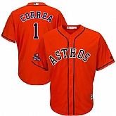 Houston Astros #1 Carlos Correa Orange 2017 World Series Champions Cool Base Player Jersey,baseball caps,new era cap wholesale,wholesale hats