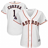 Women Houston Astros #1 Carlos Correa White 2017 World Series Champions Cool Base Player Jersey,baseball caps,new era cap wholesale,wholesale hats