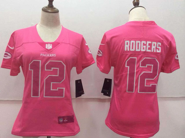Women Nike Green Bay Packers #12 Aaron Rodgers Pink Vapor Untouchable Player Limited Jerseys