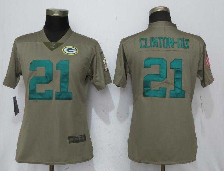Women Nike Green Bay Packers #21 Haha Clinton-Dix Olive Salute To Service Limited Jerseys
