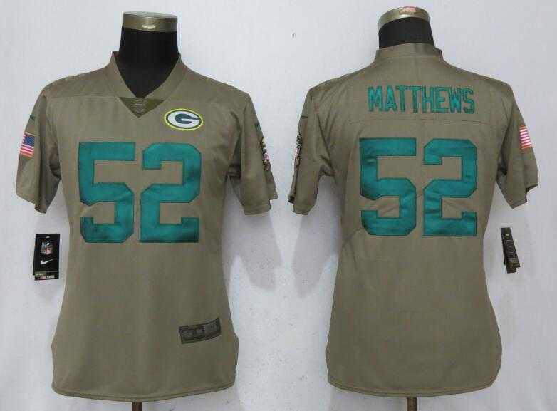 Women Nike Green Bay Packers #52 Clay Matthews Olive Salute To Service Limited Jerseys
