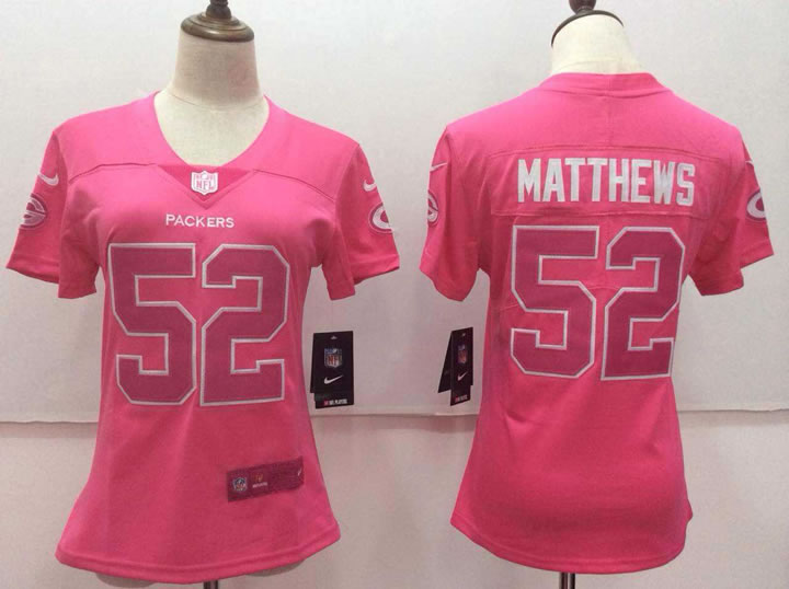 Women Nike Green Bay Packers #52 Clay Matthews Pink Vapor Untouchable Player Limited Jerseys