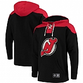 Men's New Jersey Devils Fanatics Branded Black Red Breakaway Lace Up Hoodie,baseball caps,new era cap wholesale,wholesale hats