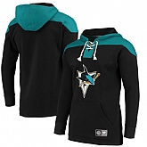 Men's San Jose Sharks Fanatics Branded Black Blue Breakaway Lace Up Hoodie,baseball caps,new era cap wholesale,wholesale hats