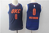 Youth Nike Oklahoma City Thunder #0 Russell Westbrook Navy Swingman Stitched NBA Jersey