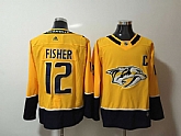 Nashville Predators #12 Mike Fisher Yellow Adidas Stitched Jersey,baseball caps,new era cap wholesale,wholesale hats