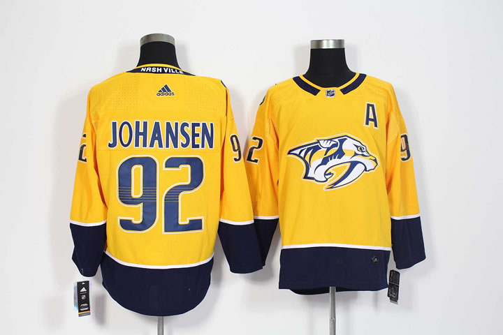Nashville Predators #92 Ryan Johansen Yellow Adidas Stitched Jersey